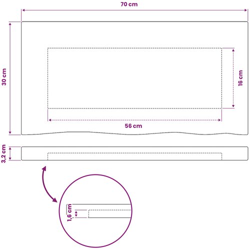  Pravokutni stolni vrh 70 x 30 x 3,2 cm Pravokutni Slike