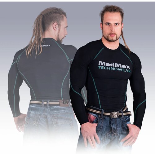 MADMAX Compression Long Sleeve T-Shirt MSW902 black-green XL Slike