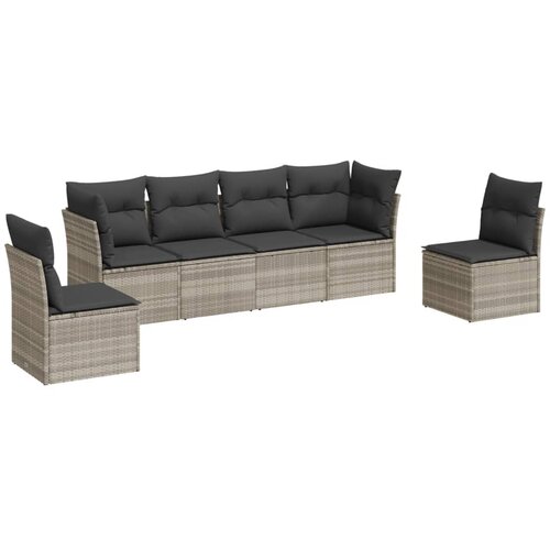 vidaXL 6-dijelni set vrtnih sofa od poliratana s jastucima svjetlosivi Cene
