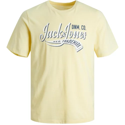 Jack & Jones Majica nočno modra / pastelno rumena / bela