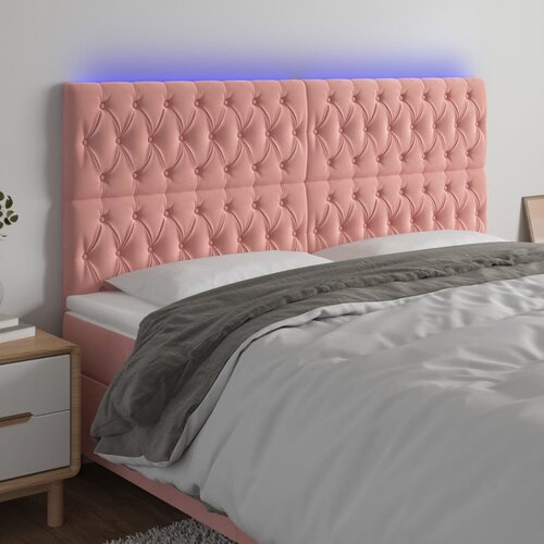 vidaXL LED uzglavlje ružičasto 200x7x118/128 cm baršunasto Cijene