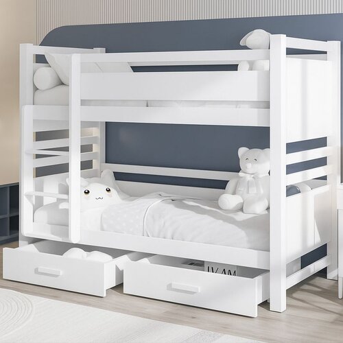 Molarem Home Drveni dječji krevet na kat Janis s ladicom - bijeli - 190x90 cm - Bez madraca Cijene