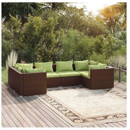  6-dijelna vrtna garnitura od poliratana s jastucima smeđa Cijene