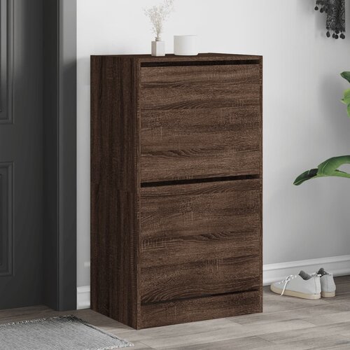 VidaXL Omarica za čevlje z 2 predaloma rjavi hrast 60x42x108 cm Slike