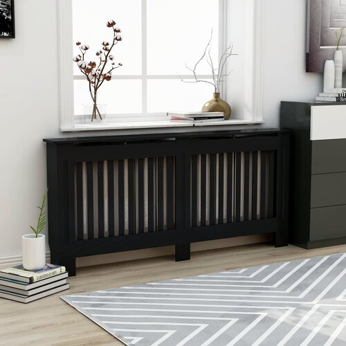 vidaXL Pokrov za radiator črn 172x19x81 cm mediapan Cene
