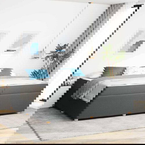 vidaXL Krevetna konstrukcija Ostalo Tamno siva 200 x 200 cm tkanina Cijene