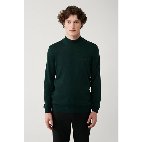 Avva Green Unisex Knitwear Sweater Half Turtleneck Non-Pilling Regular Fit Slike