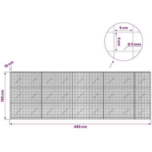  Gabion s 5 mm žicom i mrežom 5x5 cm 450x10x150 cm Slike