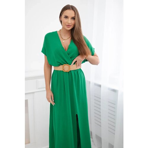 Kesi Włoski Long dress with a decorative belt green Cijene