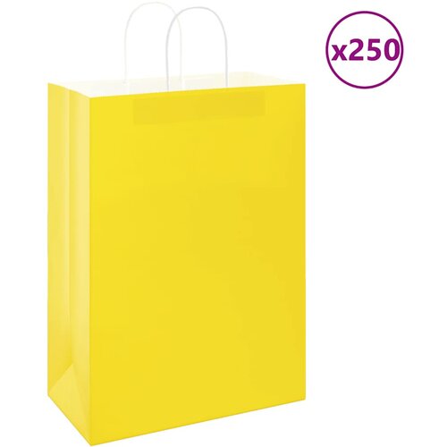 VidaXL Papirnate vrečke 250 kosov z ročaji rumena 32x17x44 cm, (5000160960) Slike