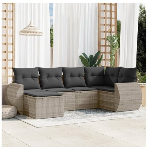 vidaXL 6-dijelni set vrtnih sofa od poliratana s jastucima svjetlosivi Cijene