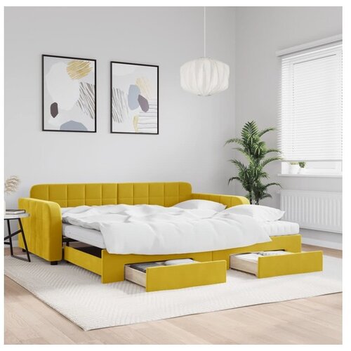 vidaXL Izvlečna dnevna postelja s predali rumena 100x200 cm Cene