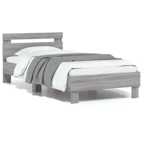 vidaXL Okvir za krevet s uzglavljem siva boja hrasta 90x190 cm drveni