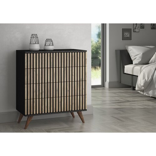 Hanah home komoda FRN-9010 woodenblackatlantic pine dresser Slike