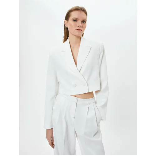 Koton Crop Blazer Jacket Buttoned Double Breasted