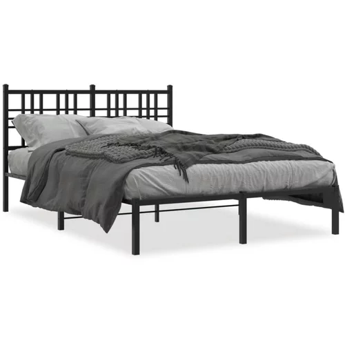 Metalni okvir za krevet s uzglavljem crni 120x190 cm