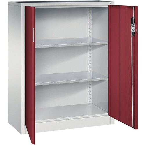 C+P Delavniška stranska omarica s krilnimi vrati, VxŠxG 1200 x 930 x 400 mm, svetlo sive / rubinasto rdeče barve Cene