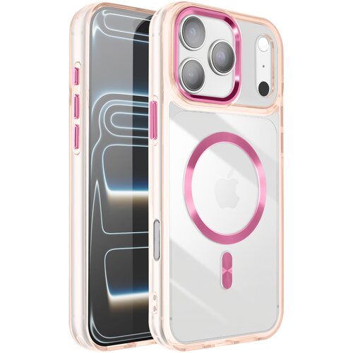AVIZAR Ovitek za iPhone 17 Pro Max Crystal Color Collection Compatible MagSafe, &Scaron;ampanjec roza, (5000190045) Cene