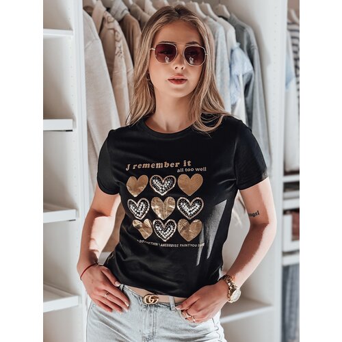 DStreet T-shirt damski w serca LOVETIK czarny Cene