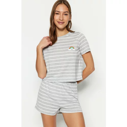 Trendyol Pajama Set - Gray - Striped