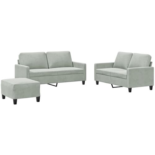 Maison Chic Sedežna garnitura - kavč 3-delna z blazinami svetlo siv žamet, (21728751) Cene