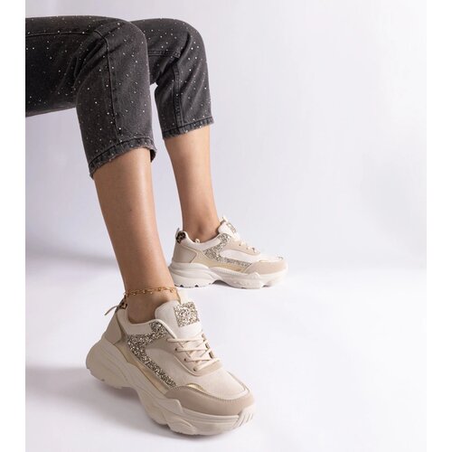 Gemre Beige sneakers with glitter inserts Clorinda Cene