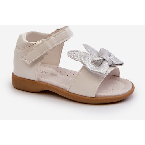 PE1 Children's Sandals With Bow Velcro Fastening White Wistala Cene