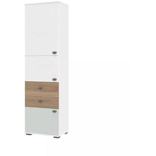 Jela VITRINA ARC F5 (VE BARV)-Bela mat lak/Pacifk oreh/Svetlo zelena Slike