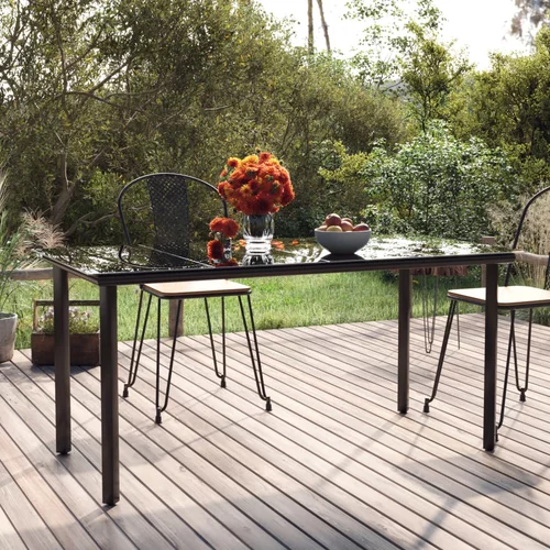  Vrtni blagovaonski stol crni 160x80x74 cm od čelika i stakla