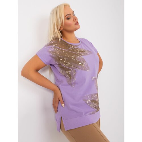 Fashion Hunters Light purple blouse plus size with slits Slike