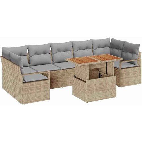 vidaXL Vrtna sedežna garnitura z blazino z blazino 8 pcs Bež in siva, (5000134876) Cene