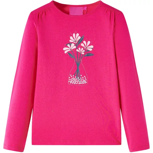 vidaXL Otroška majica z dolgimi rokavi živo roza 104, (21017992)