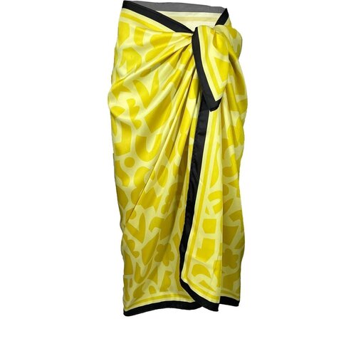 Dewberry 71058 Patterned Shiny Fabric Women Pareo-YELLOW Cene
