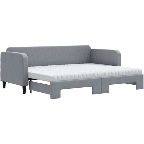 vidaXL Izvlečna dnevna postelja z vzmetnico sv. siva 80x200 cm blago Cene