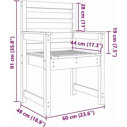 VidaXL Vrtne stolice 2 kom 60 x 48 x 91 cm od masivne duglazije Slike