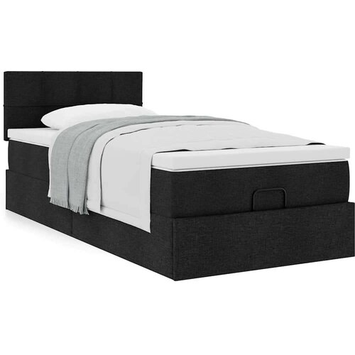 VidaXL Otomanski okvir kreveta s madraca crni 90x190cm od tkanine Slike