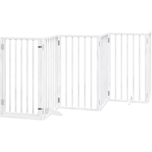  Vrata za pse s vrata&amp;scaron;cima 9 panela sklopiva 450 cm drvo topole Bijela 50 x 90 x 2 cm Slike
