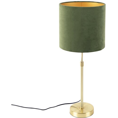 QAZQA Namizna svetilka zlata / medenina z velur odtenkom zelena 25 cm - Parte Slike
