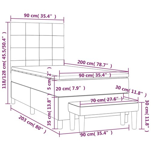 Box spring krevet s madracem tamnosivi 90x200 cm bar&amp;scaron;unasti Slike