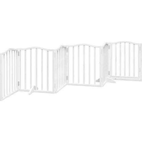 Vrata za pse s vrata&amp;scaron;cima 6 panela sklopiva 300 cm drvo topole Bijela 50 x 60 x 2 cm Slike