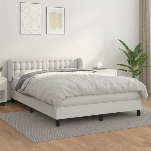  Box spring postelja z vzmetnico bel 140x200 cm umetno usnje, (20789966)
