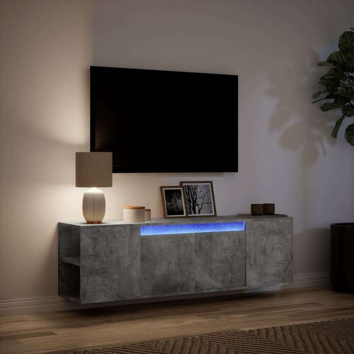 vidaXL Stenska TV omarica z LED lučkami betonsko siva 135x31x39,5 cm Cene