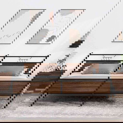 Metalni okvir kreveta bez madraca smeđa boja hrasta 193x203 cm Cijene