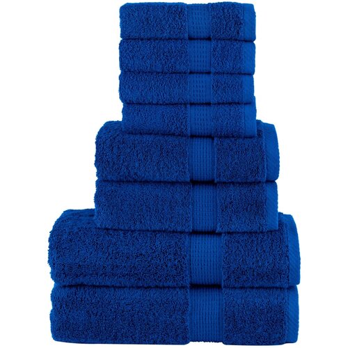 VidaXL Komplet brisač iz bombaža 8-delni modra 600 gsm 100 % bombaž Slike