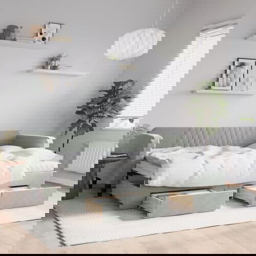  The Living Store Izvlečna dnevna postelja s predali svetlo siva 80x200 cm žamet - Izvlečna Dnevna Postelja, (21488941) Cene