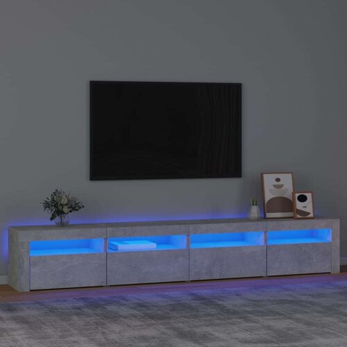 TV ormarić s LED svjetlima siva boja betona 240x35x40 cm Slike