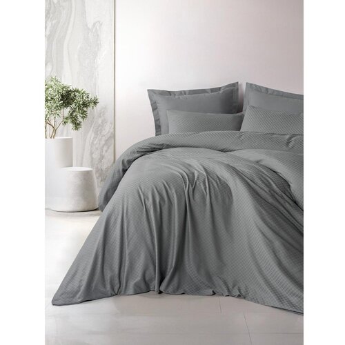 Mila Home Luxury Siva posteljina za krevet za jednu osobu od renforce pamuka 140x200 cm Checkered &amp;ndash; Slike