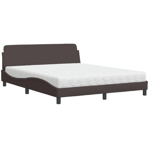 VidaXL Postelja z vzmetnico temno rjava 160x200 cm blago, (21216082) Slike