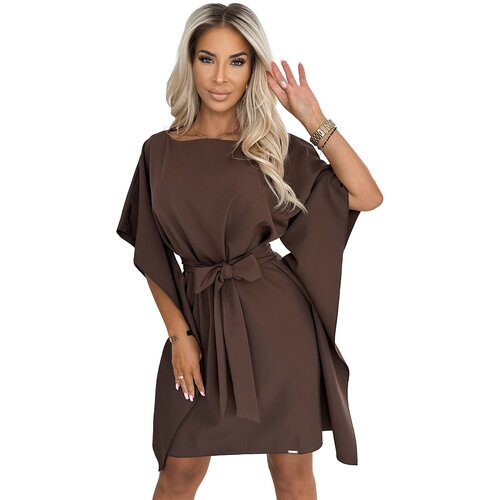 Numoco Butterfly dress with tie at the waist Slike