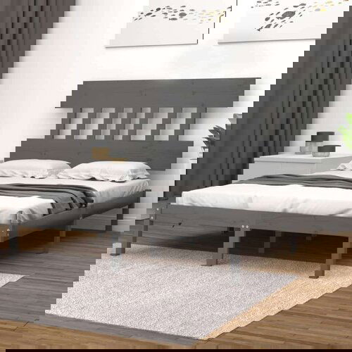  Posteljni okvir siv iz trdnega lesa 200x200 cm, (20645990) Slike